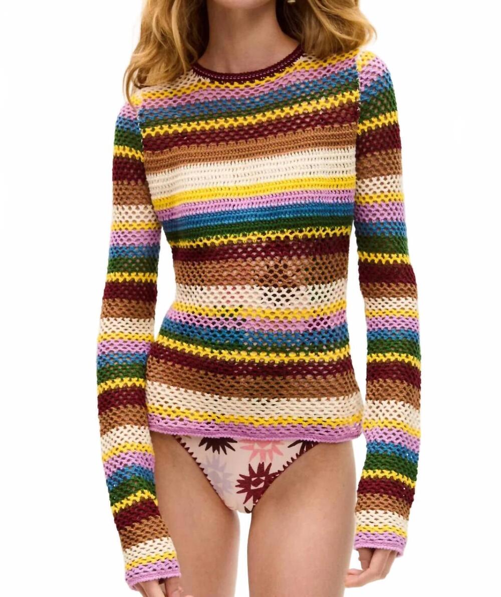 NEW CAROLINA K mila crochet long sleeve top in multi color